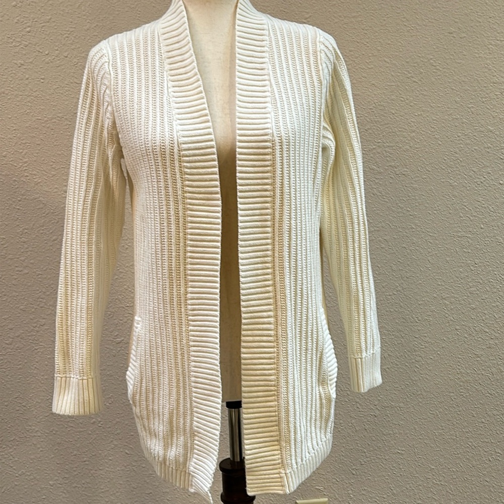 L.L. Bean Open Cotton Cardigan with Pockets